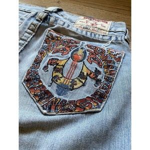 True Religion Men's Denim Jean World Tour Pants Bobby Embroidered Pocket 32x33